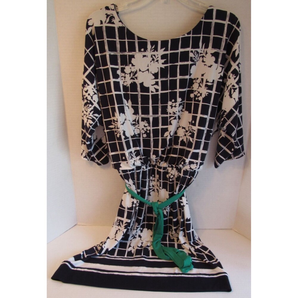 Jessica Howard Blue/White Floral Belted Pullover Boat Neck Midi Dress Size 12